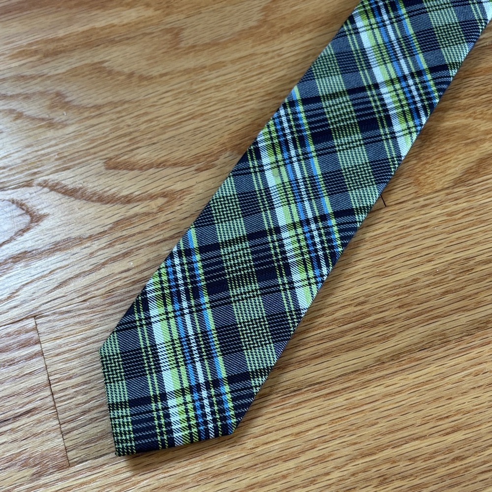 Plaid Green and Blue Men's Tie